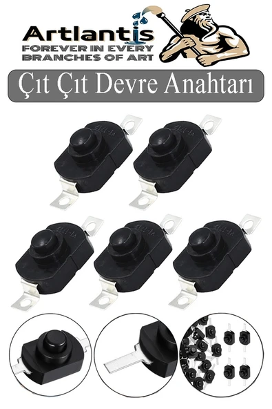 Mini Anahtar Arapuar Çıtçıt Anahtar 5 Adet Siyah Elektrik Devresi İçin Açma Kapama Düğmesi Deney On / Off Siyah Anahtar ürün görseli 1