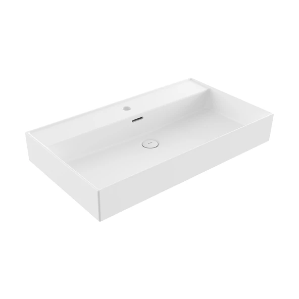 Bocchi Milano Tezgah Üstü Lavabo 80 cm Mat Beyaz 1377-002-0126 ürün görseli 1