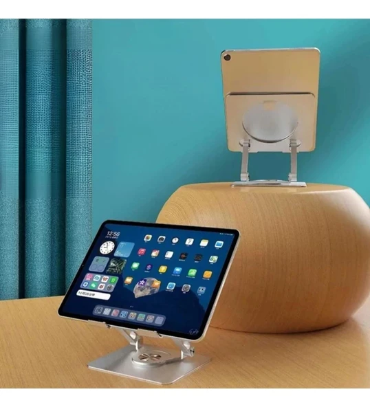 360 Derece Dönebilen Yükseltilmiş Masaüstü Ayarlanabilir Metal Tablet Standı ürün görseli 1