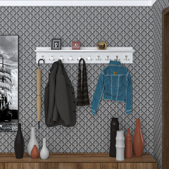 Kenzlife elbise askılığı askılık vettini120 byz 20*120*12 metal gri 10 adet askı portmanto ürün görseli 1