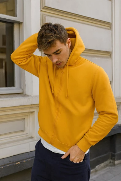Erkek Fermuarlı Kapüşonlu İçi Polarlı Sweatshirt ürün görseli 1