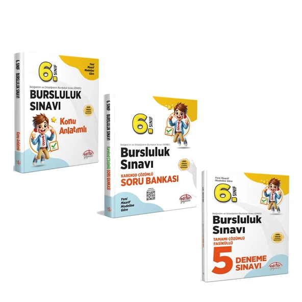 Editör Yayınları 6. Sınıf Bursluluk Sınavı Konu Soru Bankası ve Deneme Seti 3 Kitap ürün görseli 1