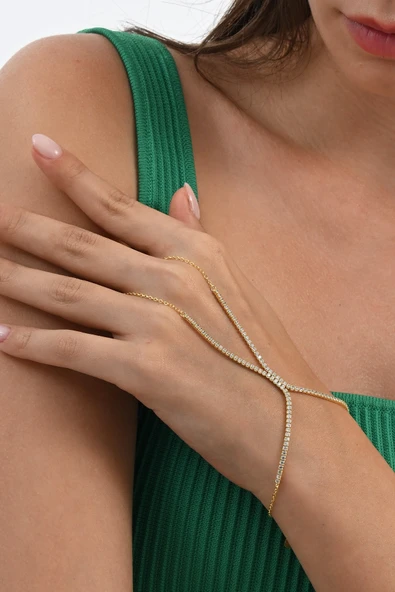 Gümüş altın yaldızlı zirkon taşlı su yolu modeli şahmeran SGTL13038GOLD ürün görseli 1