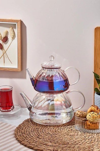 Perotti Vitor Luster Borosilikat Cam Çaydanlık 800ML + 1.5L 16481 ürün görseli 1