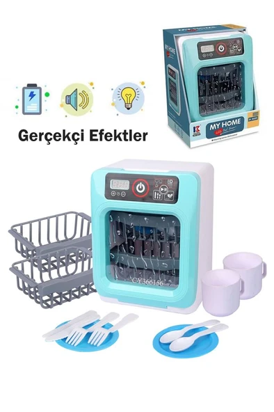 Pilli Işıklı Sesli Aparatlı Eğitici Evcilik Oyuncak Bulaşık Makinesi ürün görseli 1