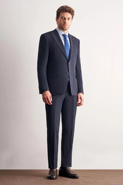 Lacivert Kırlangıç Yaka 6 Drop Slim Fit Tam Astar Esnek Takım Elbise 1001255162 ürün görseli 1