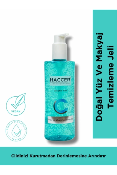 Haccer Doğal Yüz Ve Makyaj Temizleme Jeli, Yüz Yıkama Jeli 300 ml Alkolsüz ürün görseli 1