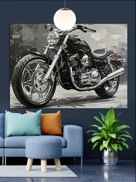 Harley-Davidson仕様　インテリア PTTAVM: Harley Davidson Motosiklet Klasik Dekoratif Kanvas - Mdf