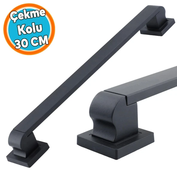 Sürgülü Kapı Çekme Kolu Tutma Kulpu Kulbu Çelik Dış Kapı Tutamağı Kol Siyah 30 Cm ürün görseli 1