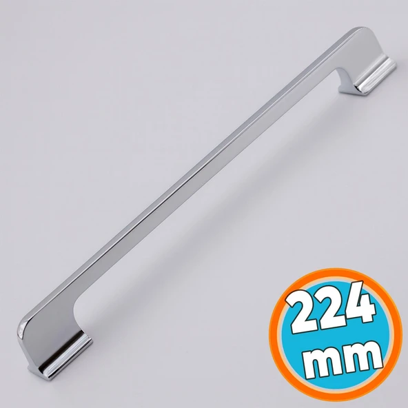Mobilya Mutfak Çekmece Dolap Dolabı Kapak Kulbu Kulpu Kulpları (224 mm - 22.4 cm) Krom Metal ürün görseli 1