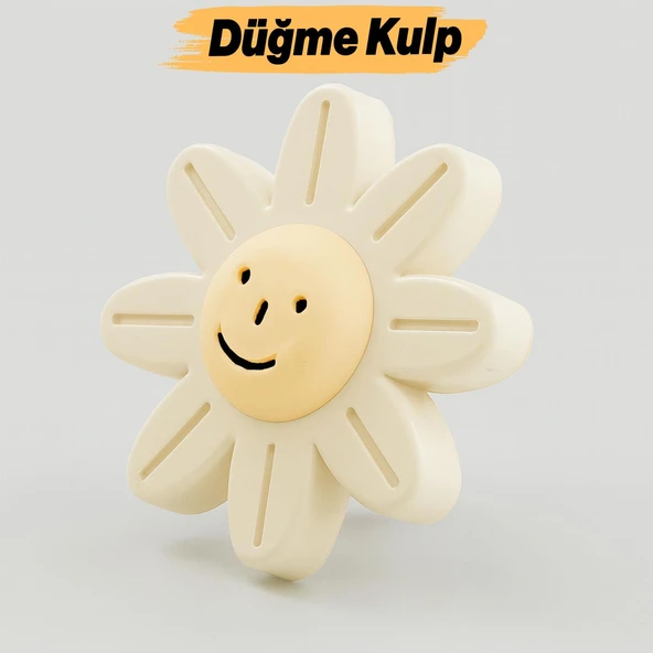 Gülücüklü Aytaşı Krem Mobilya Çoçuk Odası Dolabı Kapak Kulpu Çekmece Kulbu Plastik 1 ADET ürün görseli 1