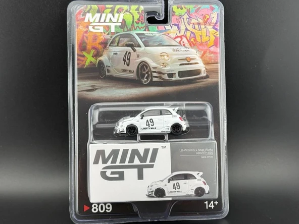 Mini Gt BL 809 LB-WORKS x Abas Works ABARTH 595 Gara White 1/64 Model Araba ürün görseli 1