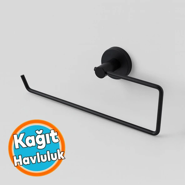 Kağıt Havluluk Mat Siyah Metal Duvara Monte Vidalı Banyo Tuvalet Mutfak Kağıt Havluluk 25 cm ürün görseli 1
