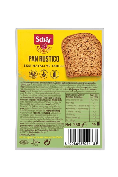 Schar Rustico Glutensiz Lifli Ekmek 250 gr (8 ADET) ürün görseli 1