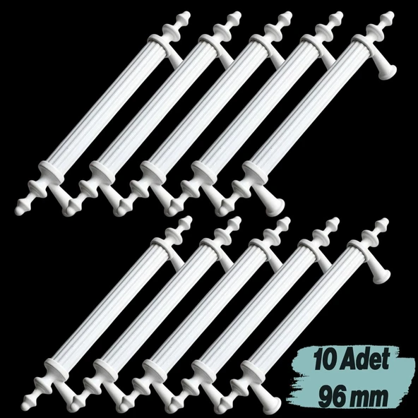 Mobilya Banyo Mutfak Dolabı Çekmece Dolap Kapak Kulpu Kulbu Beyaz 96 mm Metal Kulp (10 Adet) ürün görseli 1