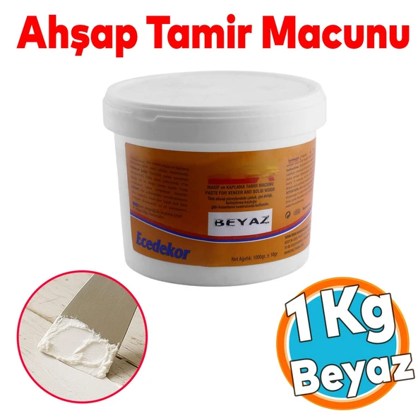Ahşap Parke Tamir Dolgu Çizik Giderici Masif Kaplama Beyaz Renk 1 Kg Boşluk Doldurucu Onarım Macunu ürün görseli 1