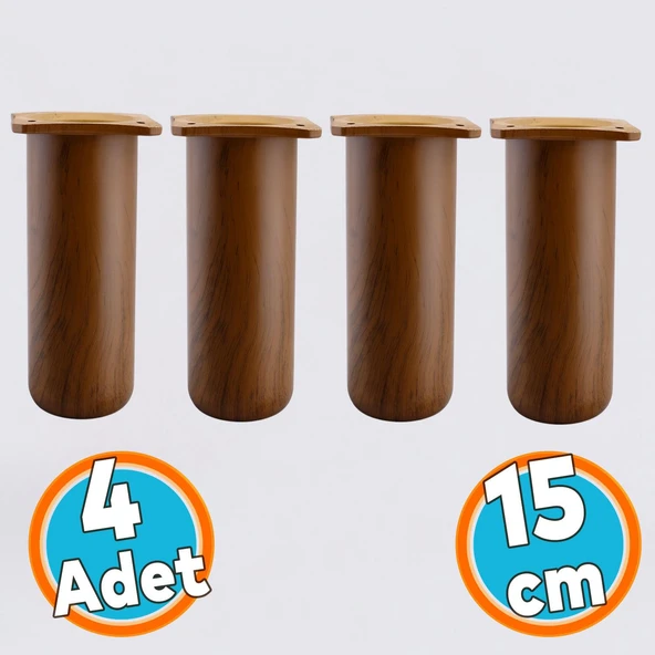 4 Adet Mobilya Kanepe Koltuk Baza Yükseltici Yükseltme Ayağı Ayakları Plastik Kestane Kahvesi 15 cm ürün görseli 1
