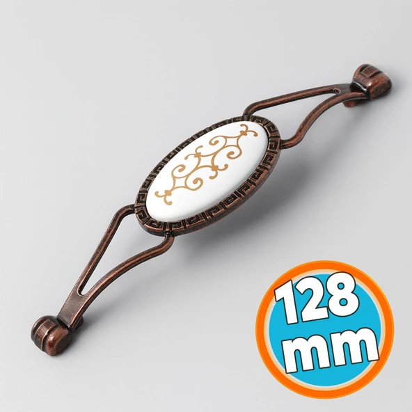 Mobilya Mutfak Çekmece Dolap Kulpu Kulbu Kulpları (128 mm-12.8 cm) Eskitme Antik Bakır Metal ürün görseli 1