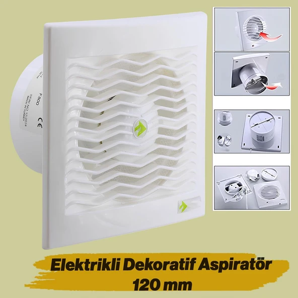 Elektrikli Wc Mutfak Büro Banyo Havalandırma 120 mm Aspiratör Fan Kirli Hava Kötü Koku Fanı 120 mm ürün görseli 1