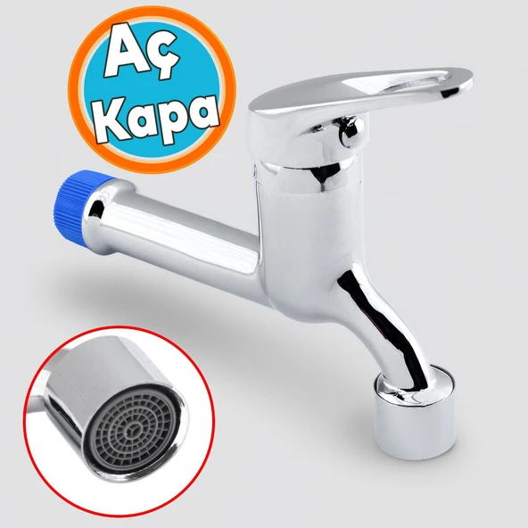 Aç Kapa Musluk Lavabo Banyo Mutfak Musluğu Bahçe Çeşmesi Klasik Uzun Musluk Tek Çıkışlı Batarya ürün görseli 1
