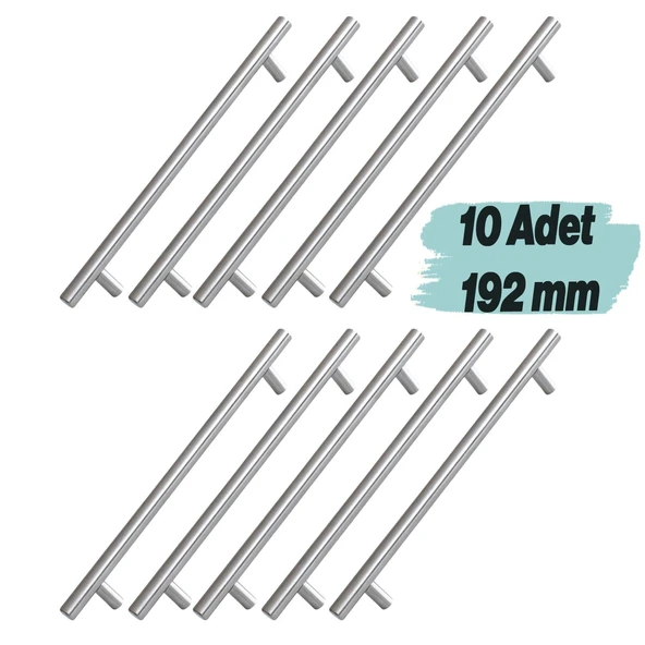 Mobilya Mutfak Çekmece Dolap Kapak Kulpu Kulbu 192 mm İnox Metal Kulp (10 Adet) ürün görseli 1