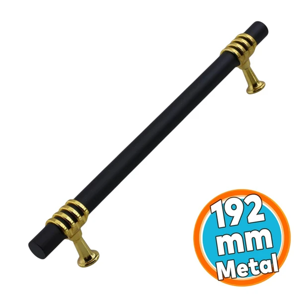 Mobilya Mutfak Dolabı Çekmece Dolap Kulpları Kapak Kulpu Kulbu Siyah Altın 192 mm Metal Kulp ürün görseli 1