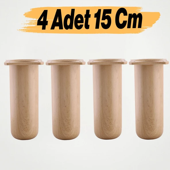 4 Adet Mobilya Kanepe Koltuk Yatak Baza Yükseltici Yükseltme Ayağı Ayakları Plastik  Kayın Bej 15 cm ürün görseli 1