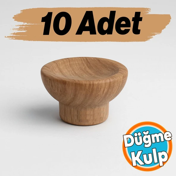 Mobilya Mutfak Dolap Dolabı Çekmece Kulpu Kulbu Kulp Düğme Açık Ceviz Plastik Tek Vidalı 10 Adet ürün görseli 1