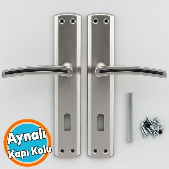 Oda Kapı Kolu Aynalı Nikel İnox Sağa Sola Uygun Ön Arka Oda Kapısı 1 Takım ürün görseli 1