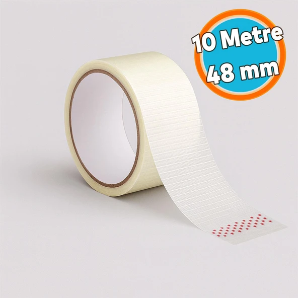 Tamir Bandı Enine Boyuna Lifli 48mm x 10mt Şeffaf Ultra Güçlü Yapışkan Onarım ve İzolasyon Bandı ürün görseli 1