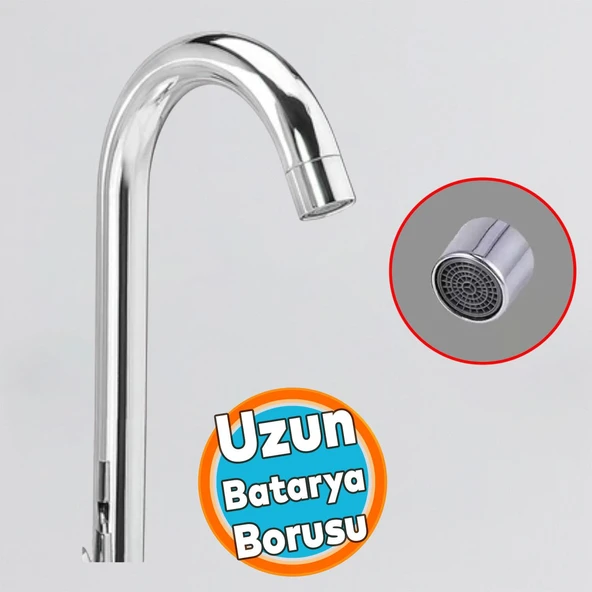 Lavabo Mutfak Musluk Batarya Kuğu Metal Lüks Uzun Evye Borusu Krom Su 360° Dönen Kaliteli Dayanıklı ürün görseli 1