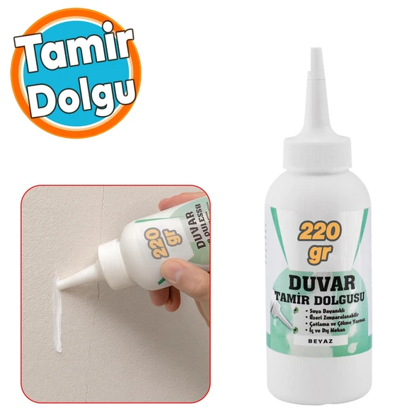 Pratik Duvar Çatlak Delik Giderici Tamir Dolgusu ( 220 gr ) Beyaz Macun Boşluk Doldurucu Onarıcı ürün görseli 1