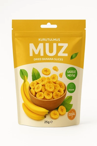 ASELYA DOĞAL KURUTULMUŞ MUZ DİLİMLERİ - KATKISIZ, ŞEKERSİZ, %100 MEYVE, VEGAN ürün görseli 1