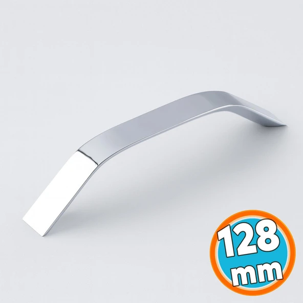 Mobilya Çekmece Mutfak Dolabı Dolap Kulpları Kulbu Kulpu Krom Gümüş Metal Kulp 128 mm  12.8 cm ürün görseli 1