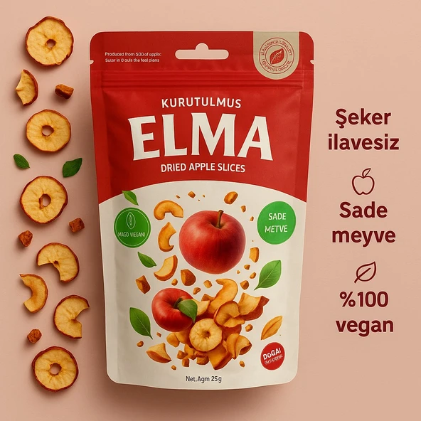 ASELYA DOĞAL KURUTULMUŞ ELMA DİLİMLERİ - KATKISIZ, ŞEKERSİZ, %100 MEYVE, VEGAN ürün görseli 1