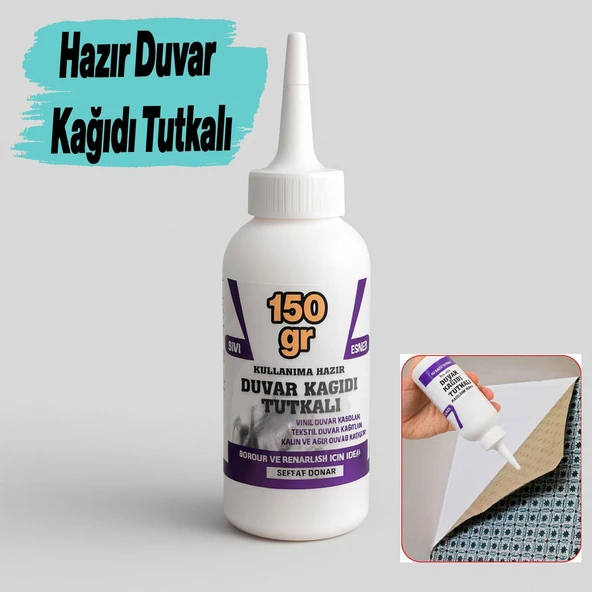 Duvar Kağıdı Yapıştırıcısı Hazır (150 gr) Şeffaf Sıvı Tutkal Vinil Bordür Tekstil Kağıtları Yapıştır ürün görseli 1