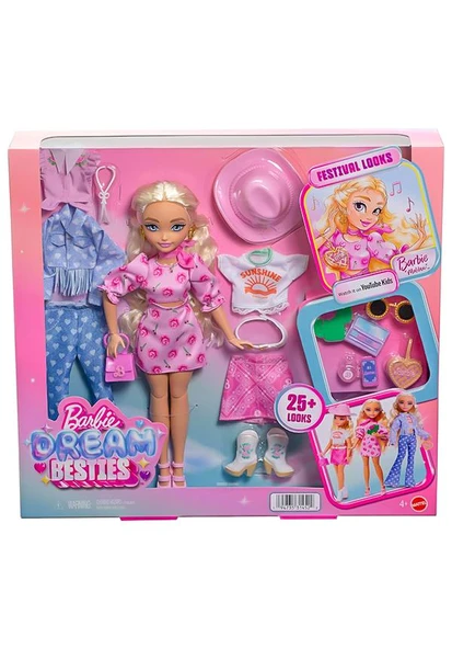 Barbie Dream Besties Festival Kombinleri Malibu Bebek ve Aksesuarları JGH87 ürün görseli 1