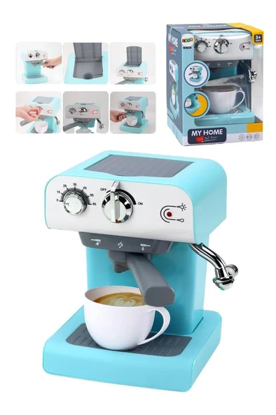 Pilli Işıklı Sesli Mutfak Oyuncağı Gerçekçi Buhar Özellikli Eğitici Espresso Makinesi ürün görseli 1