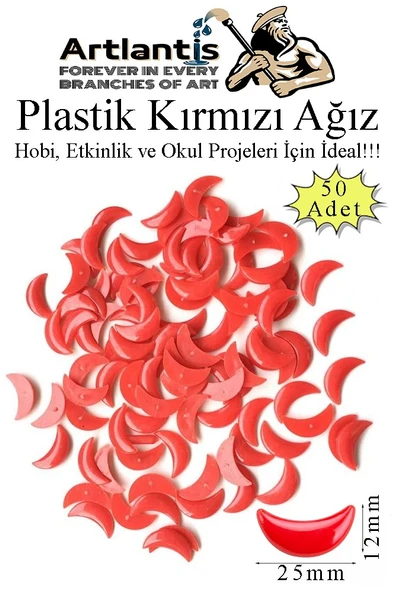 Plastik Ağız Kırmızı 50 li 1 Paket Hobi Etkinlik Okul Projeleri Okul Öncesi Anasınıfı Amigurumi Yüz Yapım Agız ürün görseli 1
