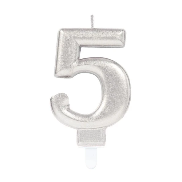 5 Rakam Mum Gümüş Renk ürün görseli 1