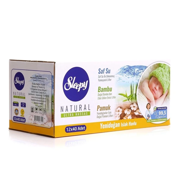 Natural Yenidoğan Islak Mendil 12x40 480 Yaprak ürün görseli 1