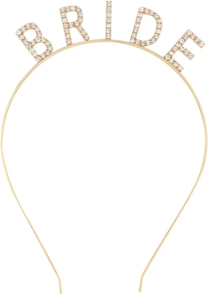 Altın Gold Renk Bekarlığa Veda Kristal Taş Bride Tacı İthal 16x10 cm ürün görseli 1