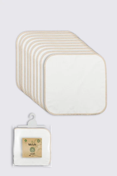 Organik 28x28 10'Lu Penye Mendil 90101 Ekru ürün görseli 1