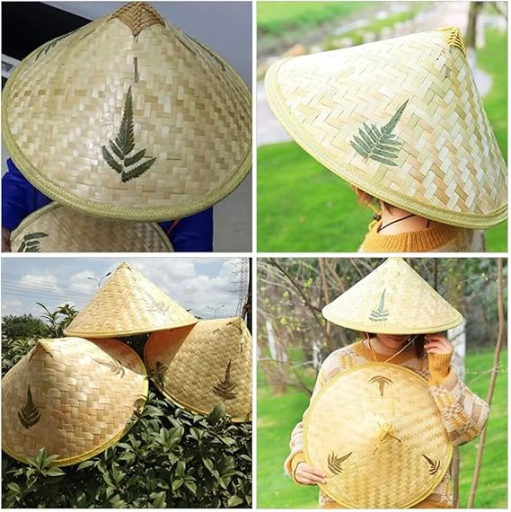 Naturel Renk Cambodia Kamboçyalı Vietnam Şapkası PVC Hasır ürün görseli 1