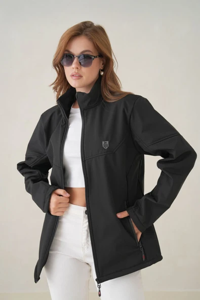 D1fference İçi Polarlı Softshell Su & Rüzgara Dayanıklı Dik Yaka Kadın Mont ürün görseli 1