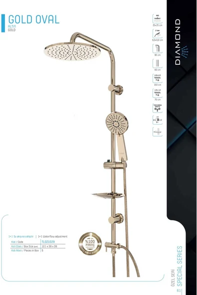 DIAMOND OVAL ROBOT DUŞ SETİ - GOLD ürün görseli 1