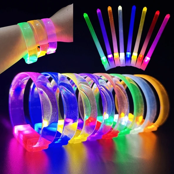 3 Modlu Pilli LED Işıklı Esnek Parti Bilekliği Sarı ürün görseli 1