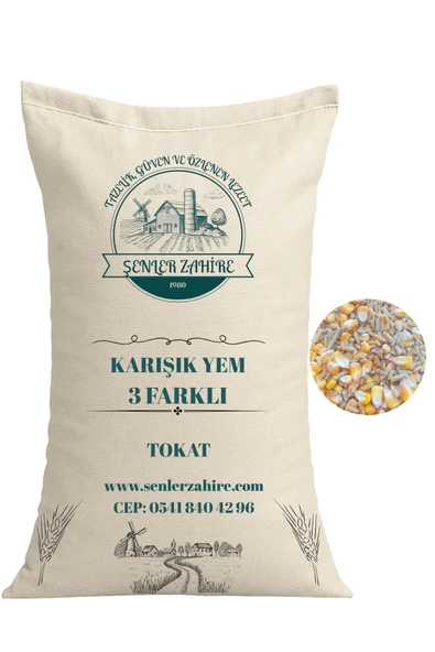 Kanatlı Yemi Üçlü Karışım - 1 kg - Bütün Mısır, Buğday, Yumurta Pelet ürün görseli 1
