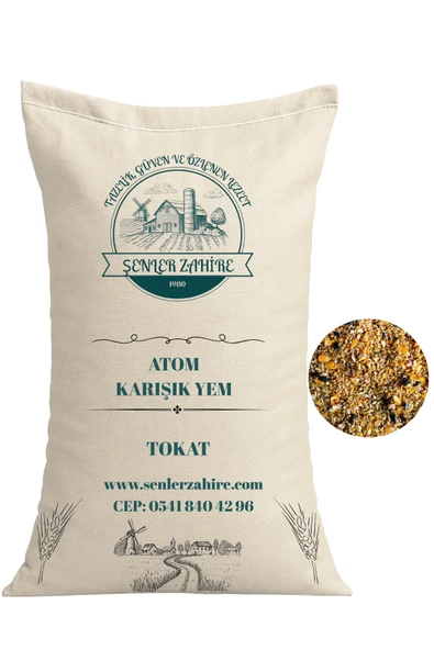 Karışık Tavuk Yemi Atom – 25 Kg – Tavuk, Ördek, Kaz ve Kanatlılar İçin Doğal Karışım ürün görseli 1