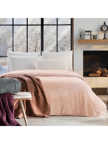 Özdilek Prestige Kalın Embos Çift Kişilik Battaniye (220x240)-Cameo Rose ürün görseli 1